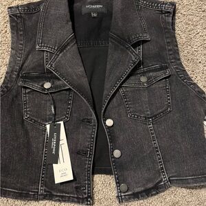 Liverpool Black Denim Vest Size Large NWT